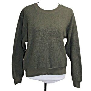 EVERLANE The ReNew Fleece Crew Size Medium Womens Utility Sweatshirt Olive Green